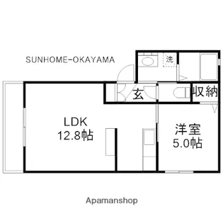 岡山県岡山市中区国富【アパート】の間取り