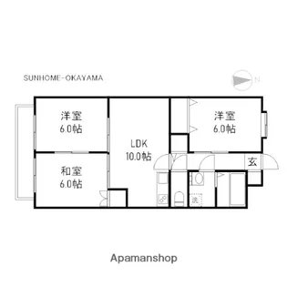 ビューティフル長瀬【3階】の間取り