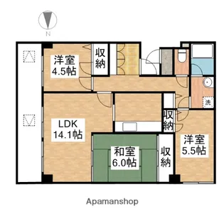 岡山県岡山市北区下石井2丁目【マンション】の間取り