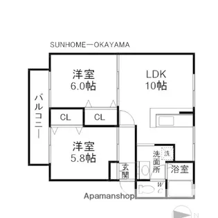 岡山県岡山市南区平福2丁目【アパート】の間取り