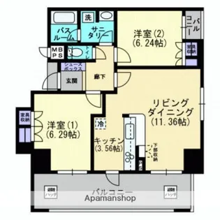 岡山県岡山市北区国体町【マンション】の間取り