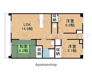 ルネス下中野マンション【103号室】の間取り