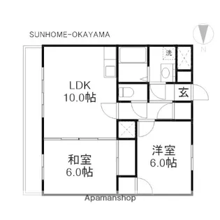 岡山県岡山市南区洲崎1丁目【マンション】の間取り