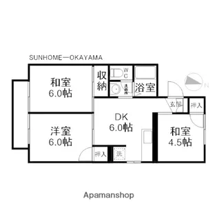 岡山県岡山市北区花尻みどり町【アパート】の間取り