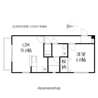 岡山県岡山市北区十日市東町【アパート】の間取り