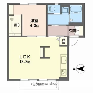 岡山県岡山市北区津島京町3丁目【アパート】の間取り