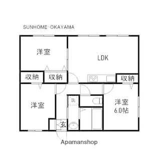 岡山県岡山市北区野田2丁目【マンション】の間取り