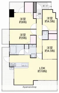 岡山県岡山市北区弓之町【マンション】の間取り