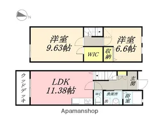 岡山県岡山市北区津高【アパート】の間取り