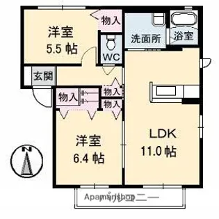 ロフティ 壱番館【2階】の間取り