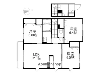 岡山県岡山市北区北方3丁目【アパート】の間取り