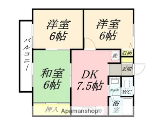 プレジールコスモスB棟【2階】の間取り