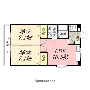 岡山県岡山市北区田中【マンション】の間取り