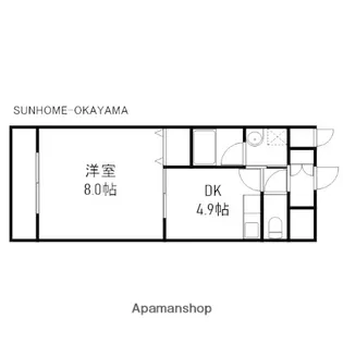 岡山県岡山市北区京橋町【マンション】の間取り