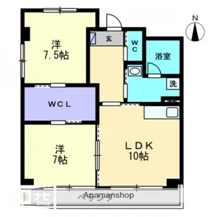 岡山県岡山市北区田中【マンション】の間取り