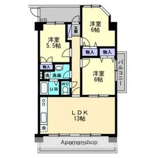 岡山県岡山市北区新屋敷町1丁目【マンション】の間取り
