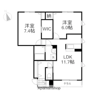 岡山県岡山市中区高屋【アパート】の間取り