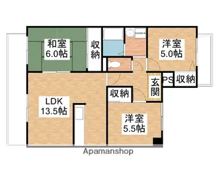 岡山県岡山市北区野田5丁目【マンション】の間取り