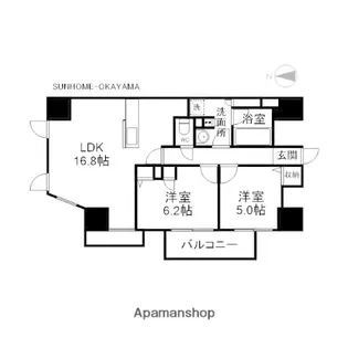 岡山県岡山市北区表町1丁目【マンション】の間取り