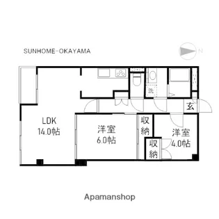 岡山県岡山市南区西市【マンション】の間取り