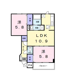 ウィスティリアB【1階】の間取り