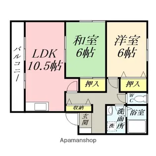 ハイカムールタカハシB棟【101号室】の間取り