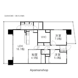 アルビオ・ガーデン西川原【3階】の間取り