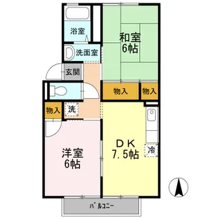 カーディナル辰巳 A棟【2階】の間取り