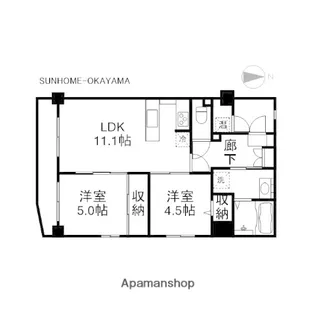 岡山県岡山市北区東古松2丁目【マンション】の間取り
