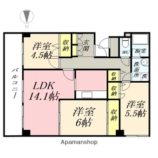 岡山県岡山市北区下石井2丁目【マンション】の間取り