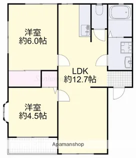 岡山県岡山市東区西大寺松崎【アパート】の間取り