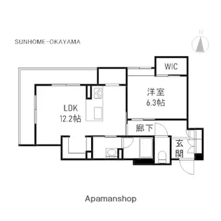 岡山県岡山市北区北方1丁目【マンション】の間取り