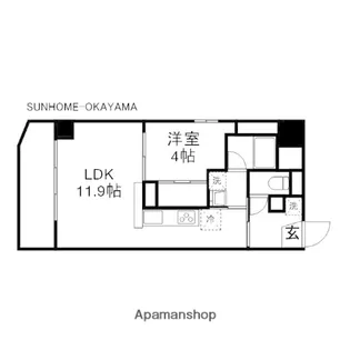 岡山県岡山市北区幸町【マンション】の間取り