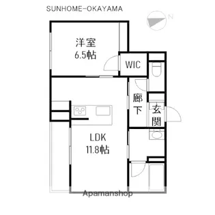 岡山県岡山市北区下伊福西町【マンション】の間取り