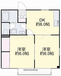 向山ハイツ【2階】の間取り