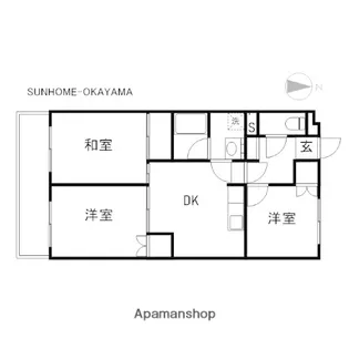 岡山県岡山市北区田中【マンション】の間取り
