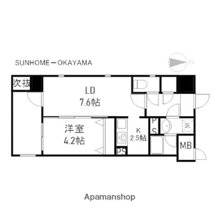 岡山県岡山市北区下石井2丁目【マンション】の間取り
