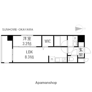 岡山県岡山市北区南中央町【マンション】の間取り