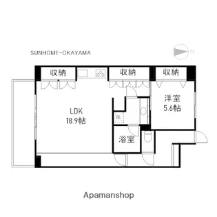 岡山県岡山市北区南方2丁目【マンション】の間取り