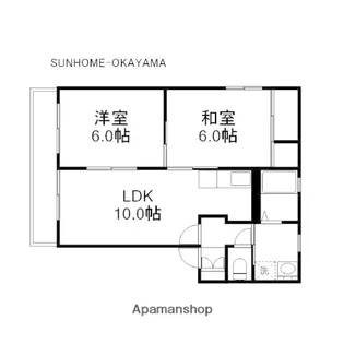 岡山県岡山市北区中仙道2丁目【アパート】の間取り
