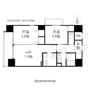 セントラルアベニュー田町【9階】の間取り