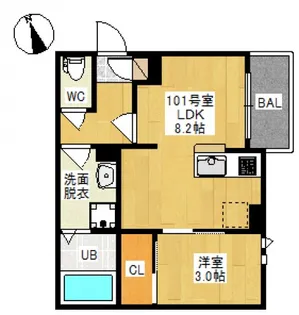 GRANDTIC オーシャン 富田(グランティック オーシャント【101号室号室】の間取り