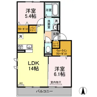 グランフェリス A棟【3階】の間取り
