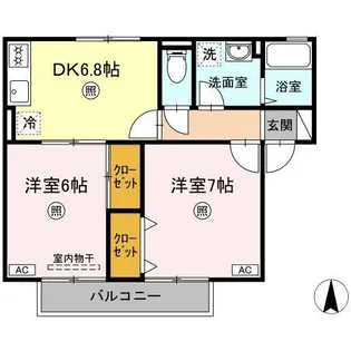 ビューラー福泊 A棟【2階】の間取り