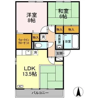 第2関ニューバリヤ B棟【2階】の間取り