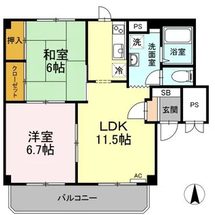 グランデュール高柳 B棟【2階】の間取り