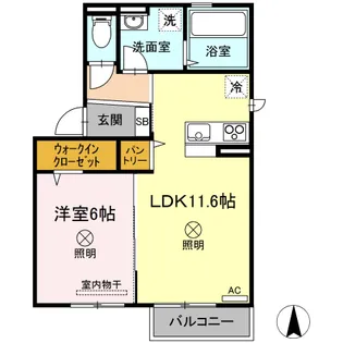 グランフェリス B棟【2階】の間取り