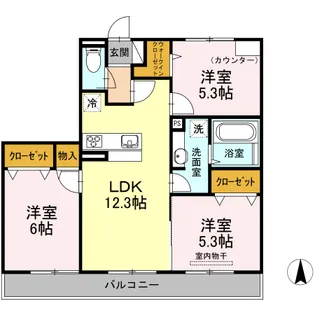 イル ヴィラージュ A棟【3階】の間取り
