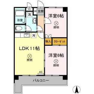 リバーサイド久米【1階】の間取り