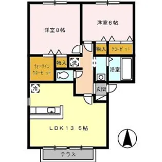 第2関ニューバリヤ A棟【1階】の間取り